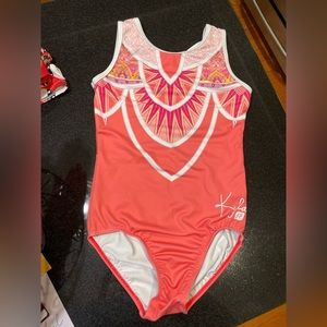 Sylvia P Kids gymnastics leotard Coral and Pink